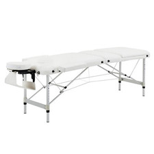 LETTINO MASSAGGI PIEGHEVOLE PROFESSIONALE ALLUMINIO BIANCO 215X60X61-84 CM