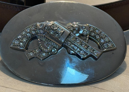 Fibbia cintura cowboy strass