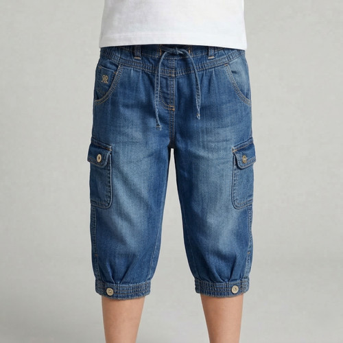 Pantaloni cropped jeans blu