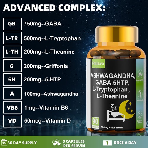 Gaba 750mg htp ashwagandha - gaba,