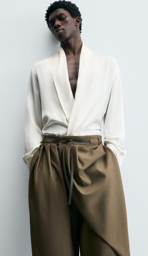 Camicia zara studio uomo - camicia, beige