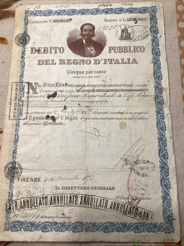 1877 raro certificato di - 1877,