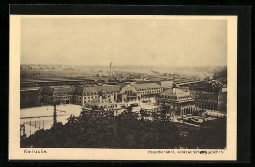 Cartolina karlsruhe stazione - karlsruhe,,