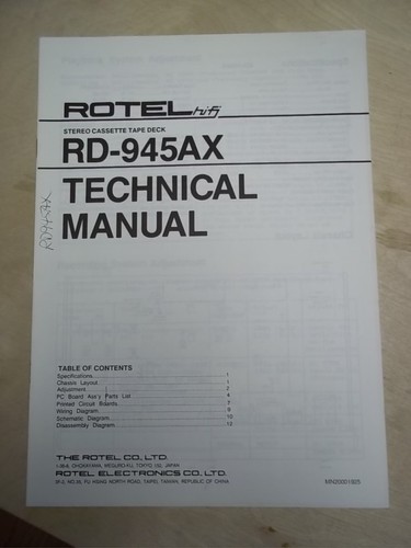 Rotel servizio manuale - rotel, servizio/manuale
