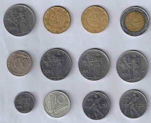 Set monete lire italia 12 - set, (12