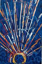 Vetrata blu Mario Schifano Opera Pop Art SERIGRAFIA Quadro Moderno Carta 70x100