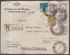 Brasile, 1940 copertina posta aerea registrata multifrancata per la Svizzera -HE34