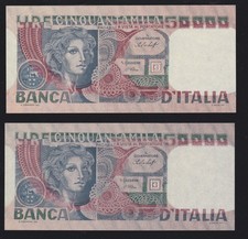 FALSI D'EPOCA  LOTTO DI 2 BANCONOTE DA 50.000 £ VOLTO DI DONNA
