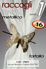 Reggi FERMA TENDA Embrasse Fermatenda LEGA REGGITENDA DRAPPEGGIO FARFALLA 16 CM