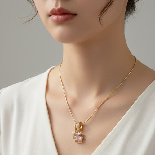 Collana stella cristallo rosa