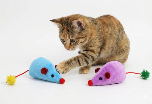 Gioco gatto topo peluche - gatto,