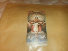IMMAGINE RELIGIOSA SANTINO CRISTO CROCIFISSO ANNI 80 CON PREGHIERA SUL RETRO