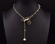 B15 Collana Placcato Oro Perle di Acqua Dolce Gancio Sicurezza Nacbildung Antico