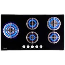 ** EXPO Piano cottura a gas 5 fuochi 90cm Vetro Wok laterale