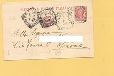 6183) annullo tondoriquadrato SAN FELICE DI SCOVOLO Brescia 1908 Verona intero p