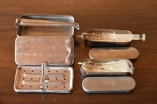 Vintage BOLLITORE siringhe INOX+ 2 SIRINGHE in Vetro