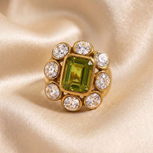 Anello cocktail smeraldo - anello,