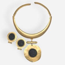 Set orecchini clip collana oro