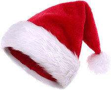 Cappello Babbo Natale in Peluche - Berretto Natalizio Caldo per Adulti - Costume