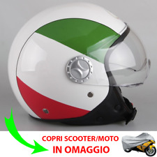 Casco Demi Jet Bandiera Italia Visiera Elicotterista Omologato Moto e Scooter