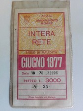 ABBONAMENTO TESSERA ATAC INTERA RETE GIUGNO 1977