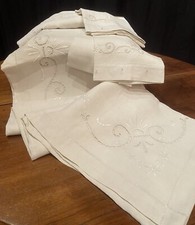 Antico  Lenzuolo Lino Ricamo A Mano  Cm260x280 Con Federe Perfette Condizioni