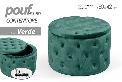Pouf contenitore velluto - velluto, verde