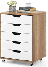 Armadietto Mobile Con 5 Cassetti, Cassettiera (Naturale)