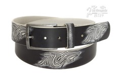Cintura uomo donna in cuoio stampa tatoo lavorazione artigianale larga cm 4