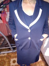 ABITO vestito GIACCA tailleur blu scuro Donna Gi di Max Mara pantalone tg 48