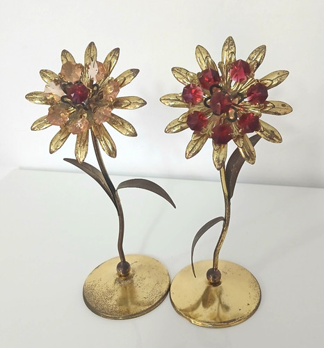 Antica coppia fiori metallo - coppia,