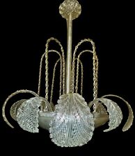 Grande lampadario Barovier &Toso trasparente Pulegoso anni 20 con pastorali