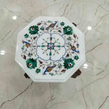 Tavolo 12" marmo bianco fatto a mano arte pietra malachite e bancone scrivania mobile