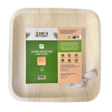 Areca Palma Foglia Piatti Quadrati 10-Inch Confezione Di 25 By Earth Cleanse