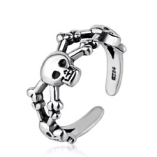 Anello regolabile teschio ossa Argento 925 / ring adjustable skull bones silver