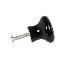 Set 2 Pomelli Piccoli in Gres Noir Cassetto Comò Anta - Nero - Diametro 2,6 cm