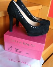 scarpe donna con tacco plateau decolletè nere scamosciate LELLA BALDI nr. 38,5