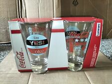Coppia Bicchieri Di Vetro Pubblicitari Da Collezione Coca Da 42 CL Cola Nuovi