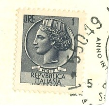 Francobollo Italiano Siracusana 1 Lira Repubblica Italiana