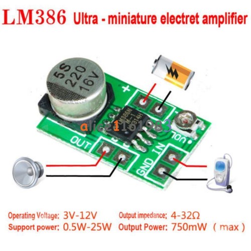 Mini lm386 12v - mini, micro