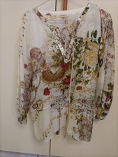 VINTAGE  Camicia da donna in SETA con bottoni e motivO FLOREALE Rose Bud