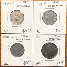 Italy Coin Lot: 1921-R - 20C