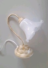 Abatjour In ferro battuto e vetro Murano Bianco Oro Lampada Classica Shabby Chic