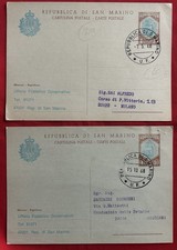 ?2 Cartoline Postali Rep. di San Marino Ufficio Filatelico x Giussano Milano