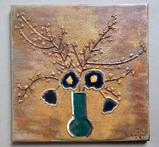 Ceramica Luigi Flamigni, piastrella decorata a riflessi anni '70.