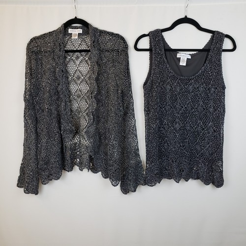 Set top all uncinetto grigio - set,