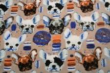 Pile DTY (250g) maglia stampato, motivo Bulldog francesi, 50 x 160 cm