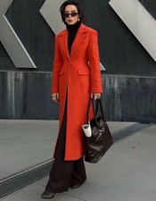 CAPPOTTO DONNA ZARA NUOVO SARTORIALE MISTO LANA COLLEZIONE ZW ARANCIONE TAGLIA XS 2211/806