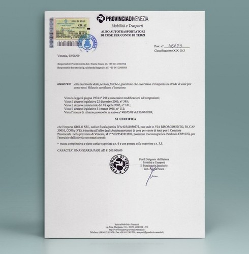 Licenza attestato conto terzi - conto,