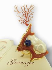 Anello RegolaBile DonnA con Perla e Corallo pietra di Argento 925 P in Oro 18 kt